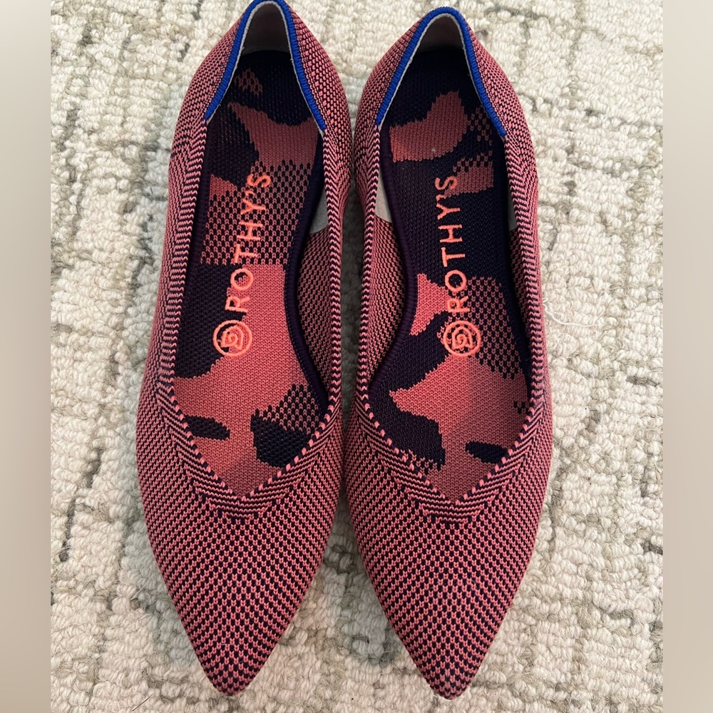 Rothy's The Point Optic Rose Textile Travel Ballet Flat Women’s US 7.5